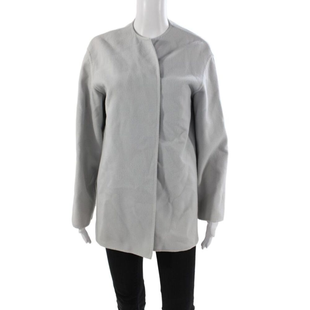Agnona Womens Gray Wool Overcoat Snap Closure Long Sleeve Minimalist Size S